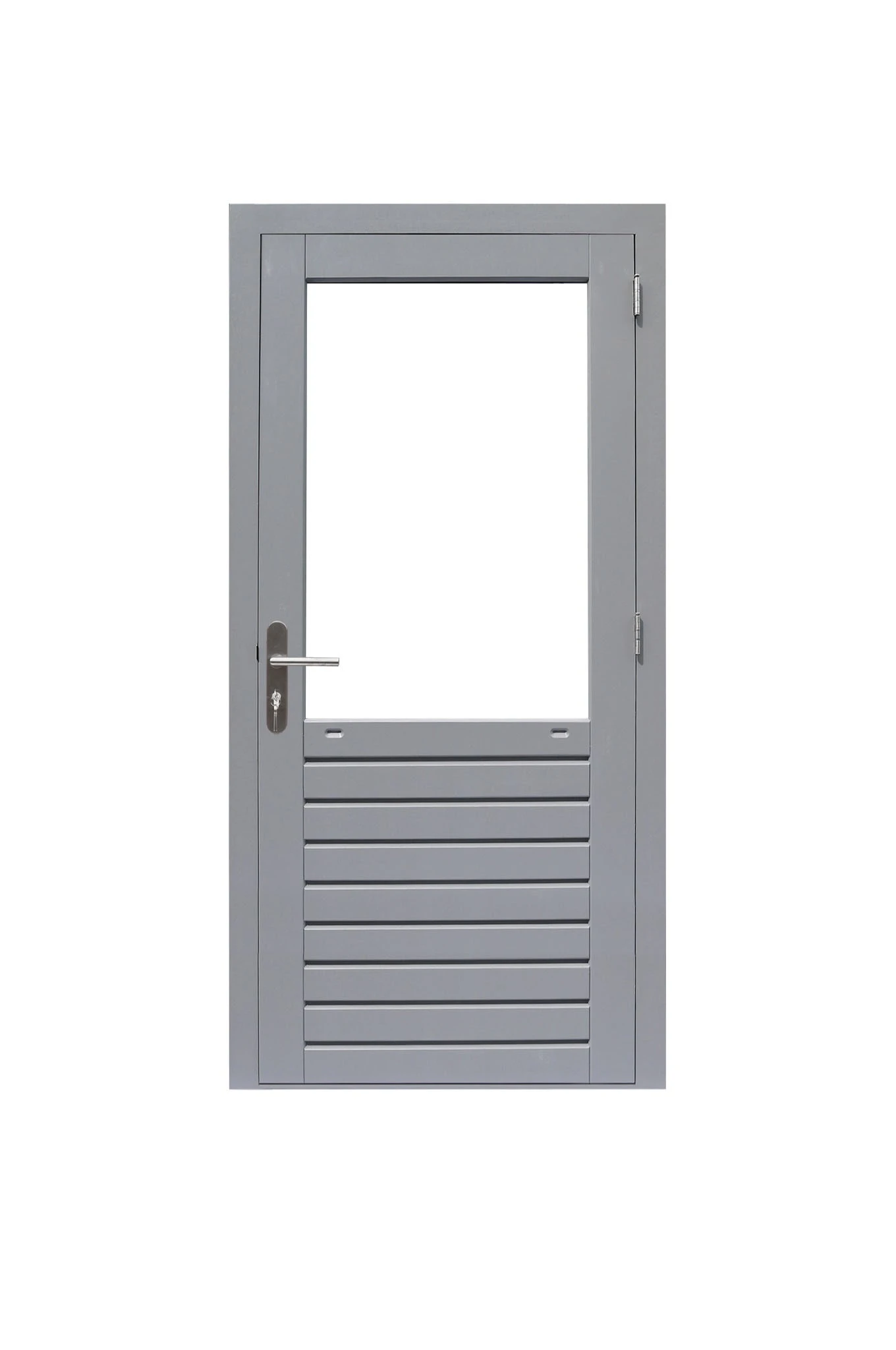 Hardhouten Deur Prestige 1-Ruits Dubbelglas 109 x 221 cm - Rechtsdraaiend Grijs Gegrond - Afbeelding 1